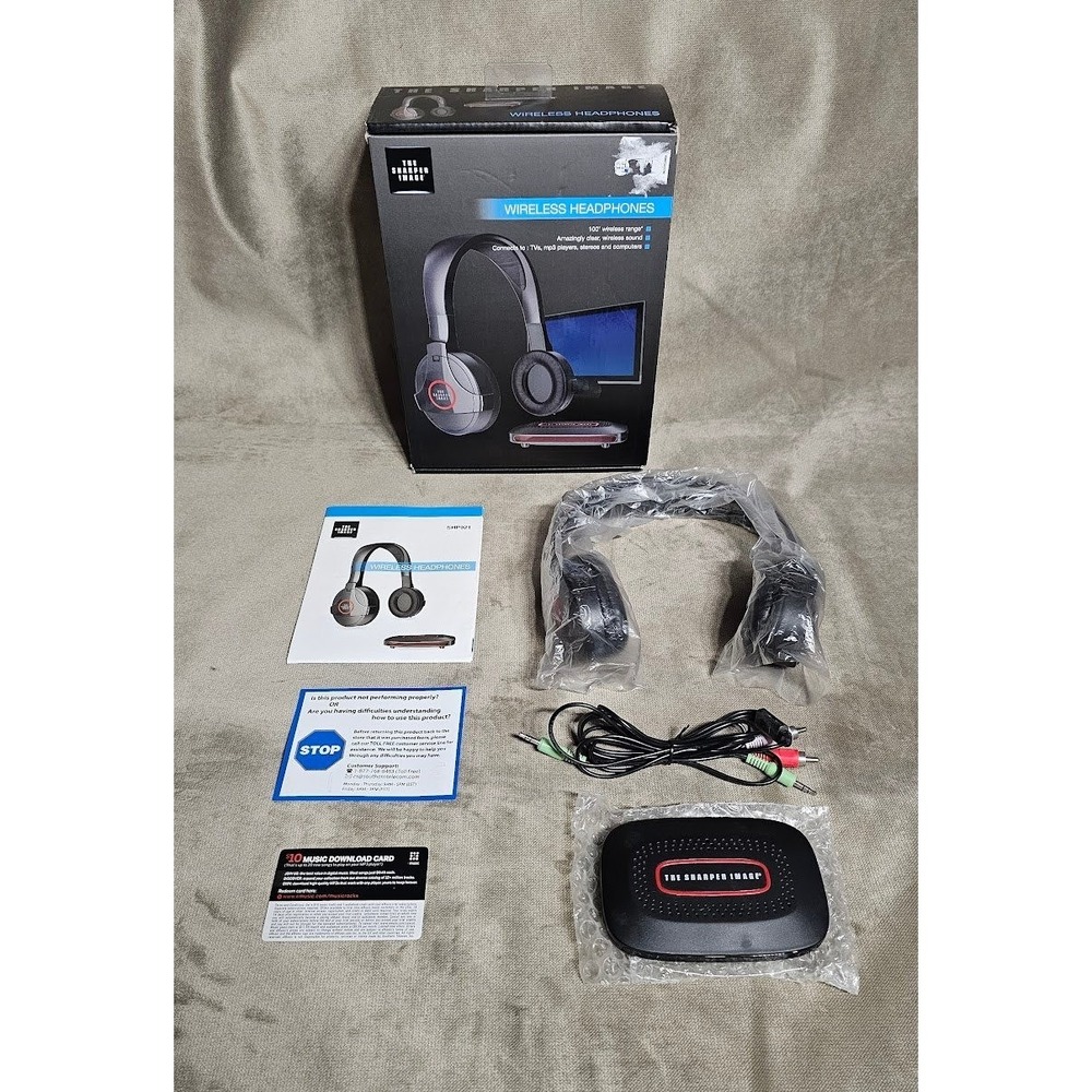 Sharper Image Wireless Headphones with FM Radio and 100ft Range Black Gray